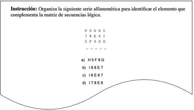 Ejemplo de &iacute;tem para secuencias l&oacute;gicas: dimensi&oacute;n matrices (intercaladas-filas).