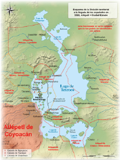 Ubicaci&oacute;n de Chiconautla en la antigua cuenca lacustre de M&eacute;xico (parte norte).